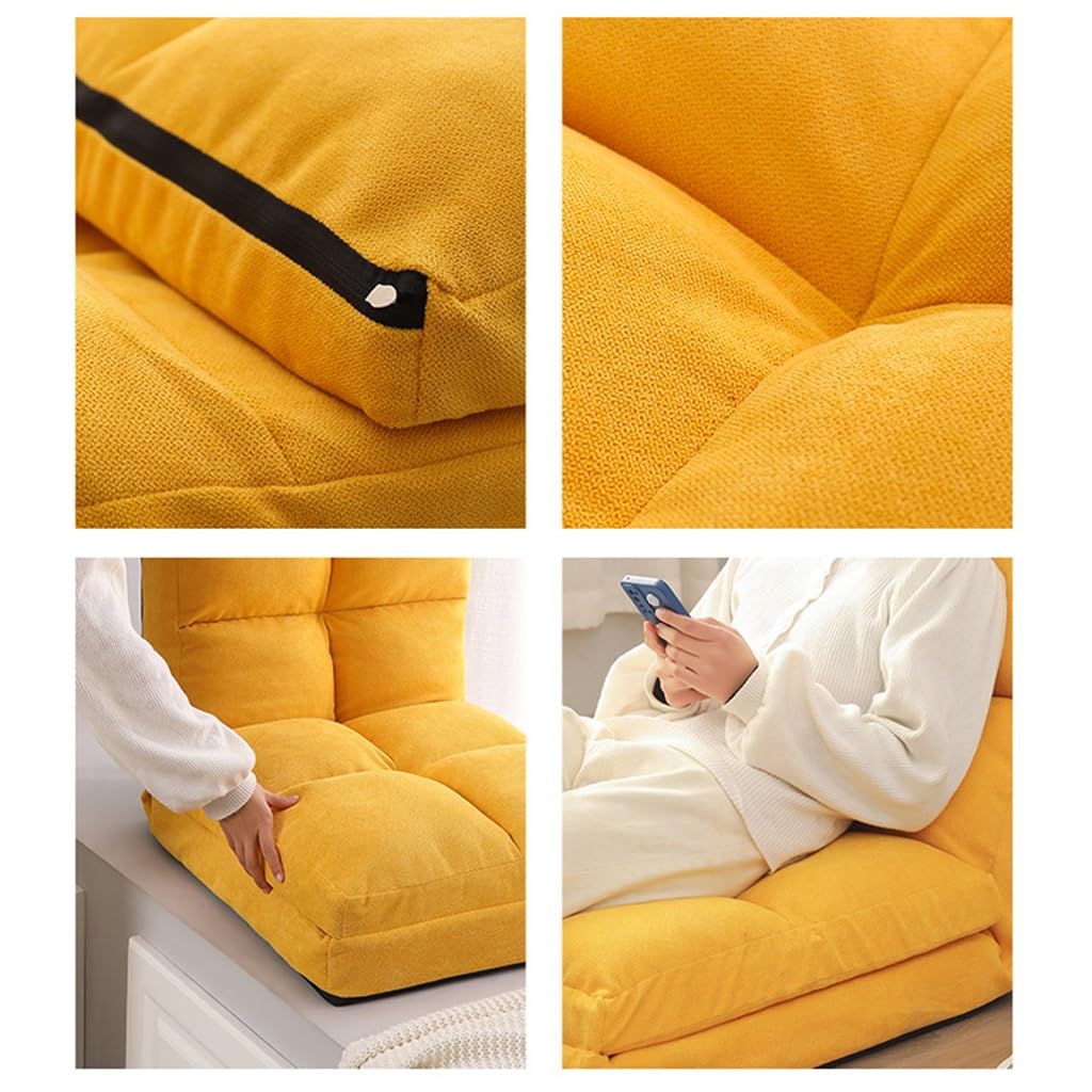 Silla reclinable plegable – Respaldo ajustable, asiento de descanso para sala de estar, dormitorio, ventana – Silla plegable para césped, sofá individual – Máxima comodidad