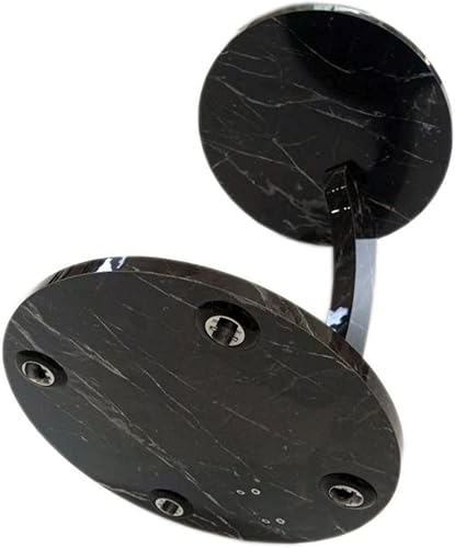 Miniatura 5 de Furpinea Mesa auxiliar en forma de C para sofá y lugares pequeños, mesa auxiliar redonda de mármol sintético negro para sofá y mesita de noche con