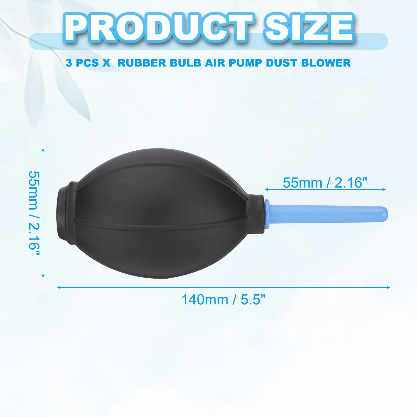 PATIKIL Soft Tip Air Blower Dust Blaster, Bulb Air Pump Dust Blower Cleaner Cameras Sensor Lens Cleaning Tool for DSLR, SLR Camera Keyboards Automobiles Fans, Blue 3Pcs