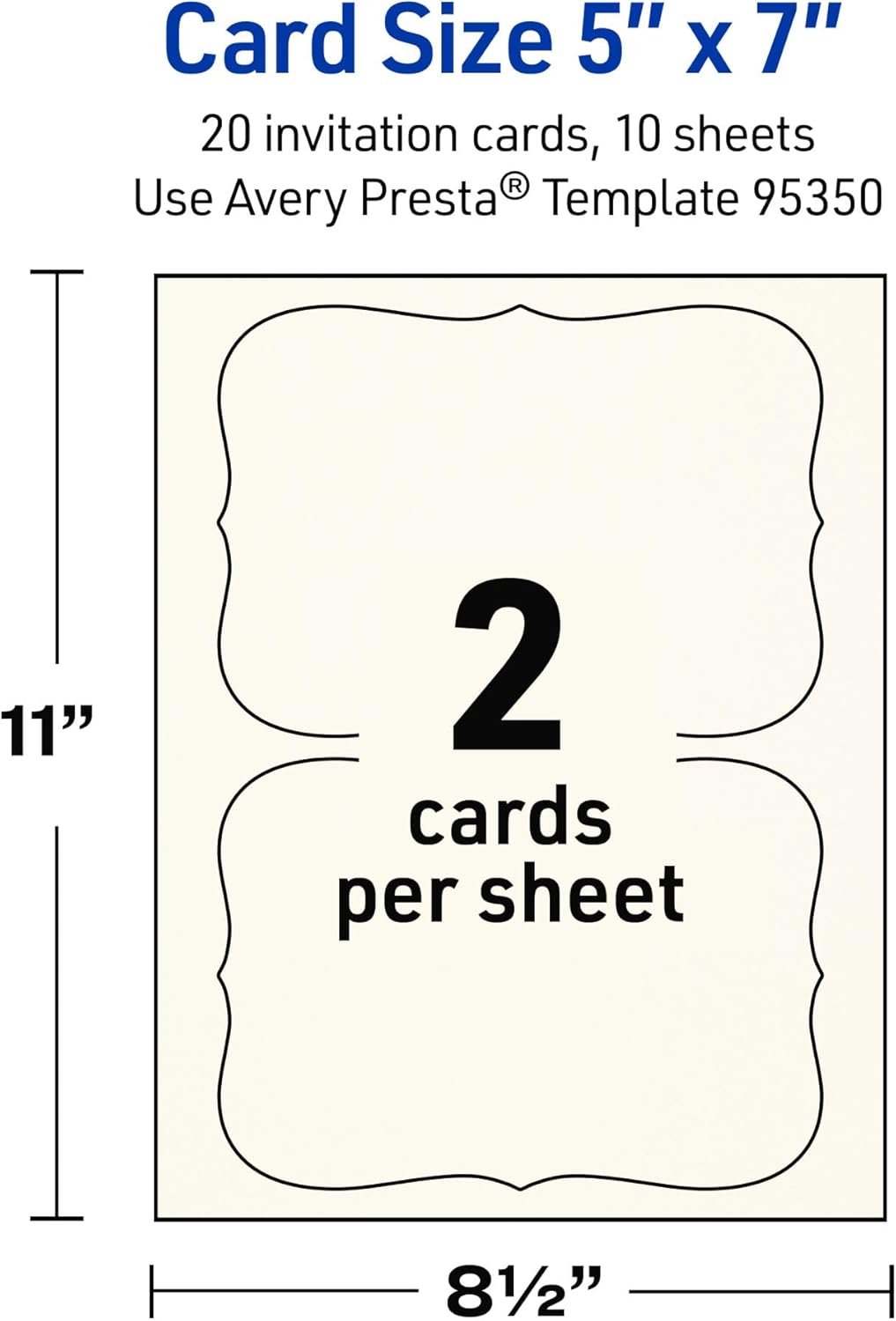 Avery Printable Rectangle Cards with Flourished Edges, 5" x 7", Matte Ivory Cardstock, Laser & Inkjet Printable, 20 Total, Great for Invitations, Thank You Messages, and More