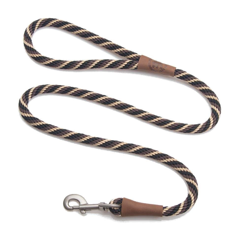 Mendota Pet Snap Leash - British-Style Braided Dog Lead, Made in The USA - Mocha, 3/8 in x 4 ft - for Small/Medium Breeds