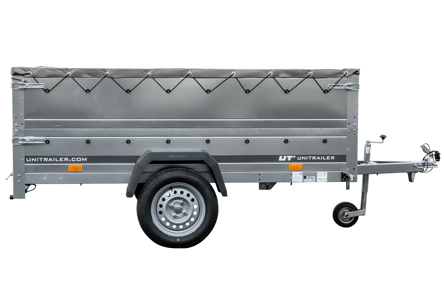 UNITRAILER Faltbarer Anhänger Garden Trailer 230 Kipp mit zusätzlichen Bordwänden, Stützrad und Flachplane