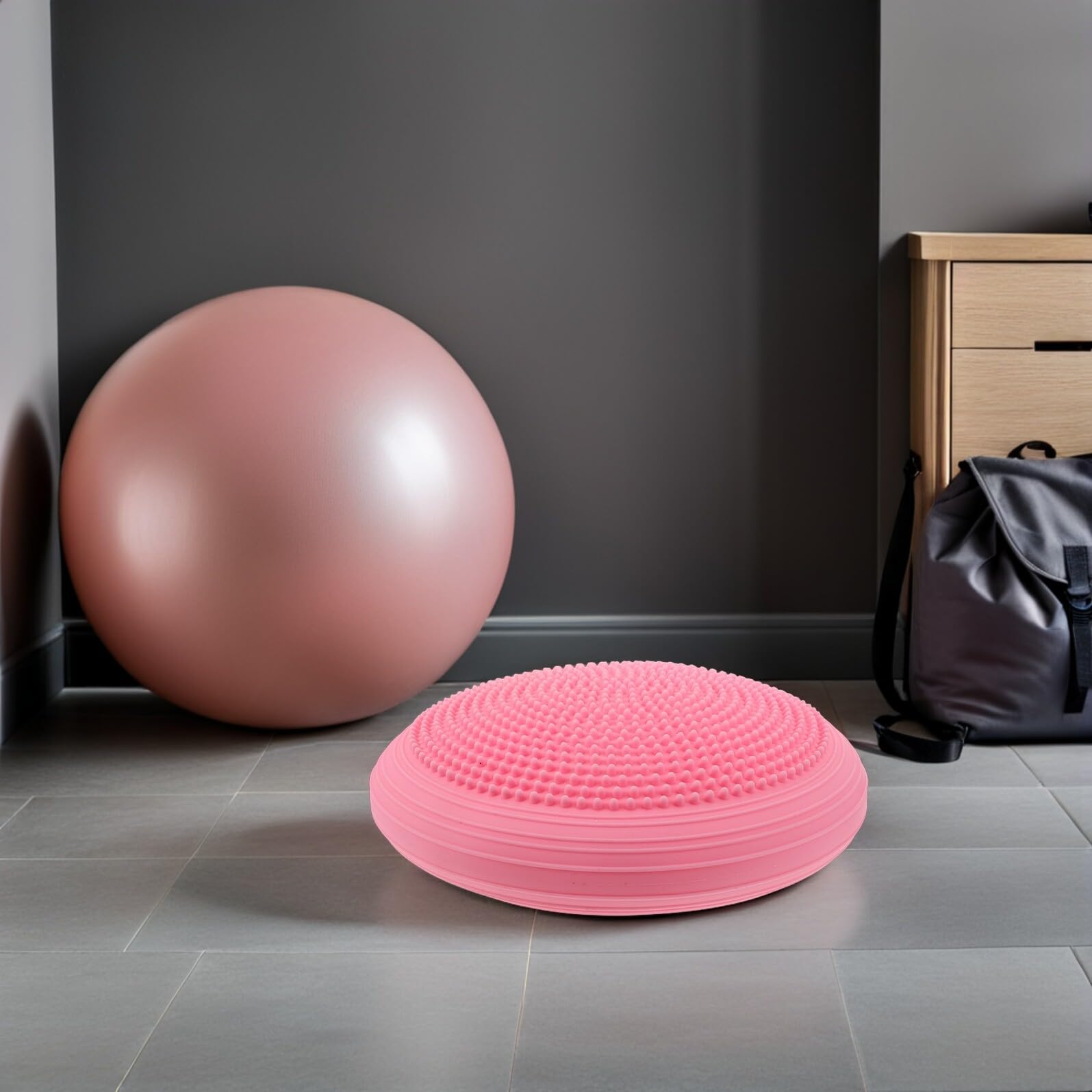 Colchoneta de Yoga Rosa Redonda de Pvc Superficie de Masaje Antideslizante para Pilates y Rutinas de Fitness, Ligera y Compacta para Hombres y Mujeres