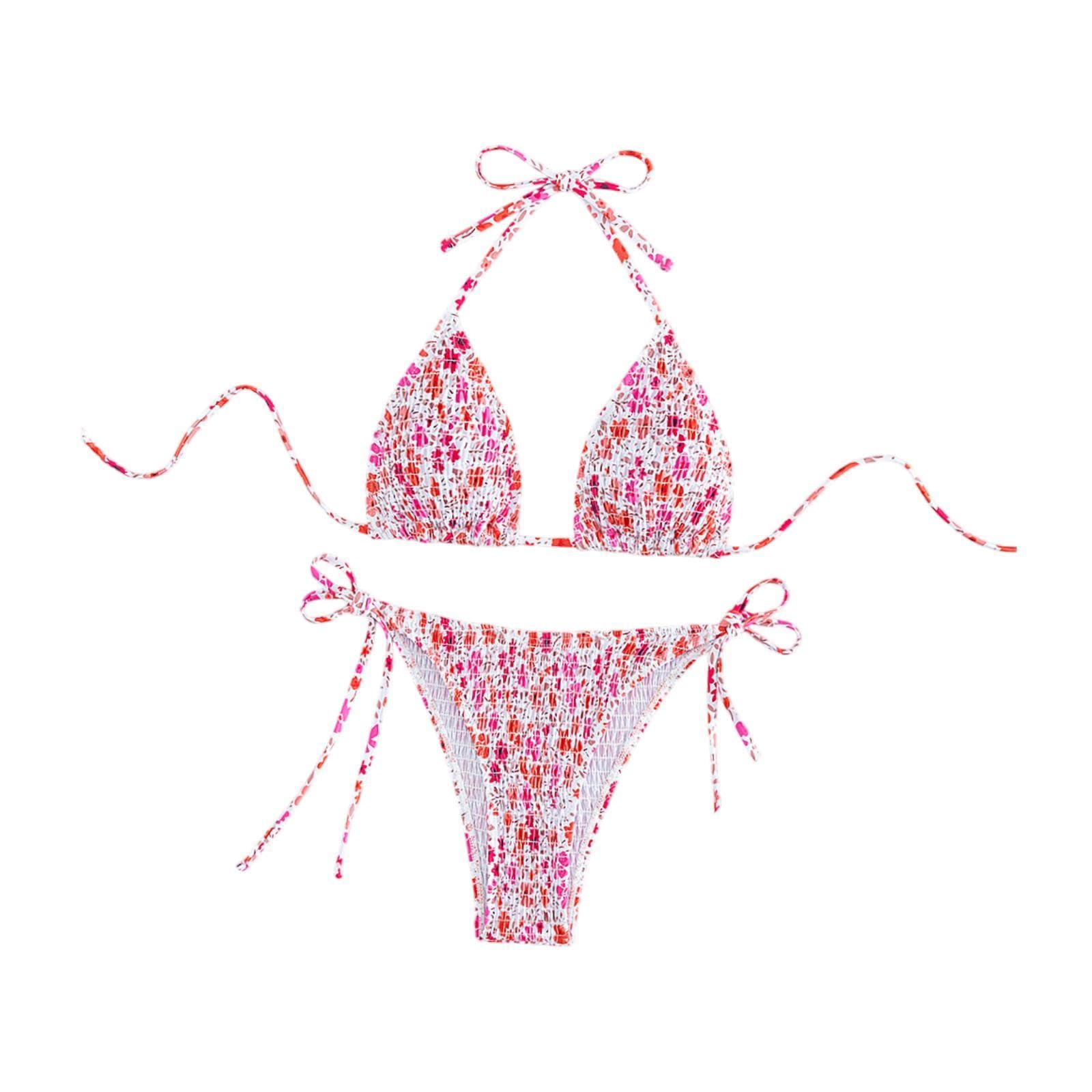 Merishopp Two Piece Swimsuit Tankini Bathing Suit Bikini Set for Vacation Party Summer L Pink | Clothing, Shoes & Accessories | Womens Clothing | Swimwear-image-12