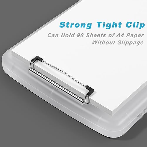 Miniatura 3 de Rimilak Portapapeles de plástico con almacenamiento, portapapeles de enfermería de alta capacidad con soporte para bolígrafo, caja de almacenamiento