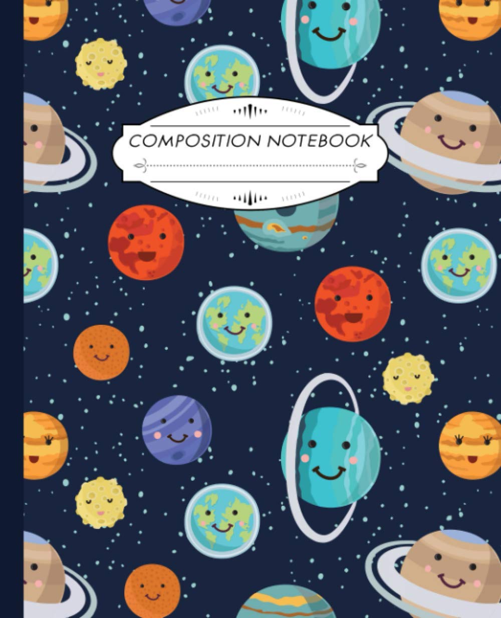 Composition Notebook: Wide Ruled Lined Paper Notebook Journal | Cute Planets Solar System Pattern Workbook for Girls Kids Teens Students for Back to School and Home College Writing Notes