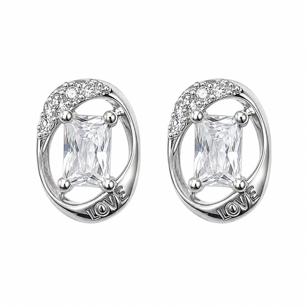 Elegant Stud Earrings for Women with Crystal Stone | Gift Idea (Silver)