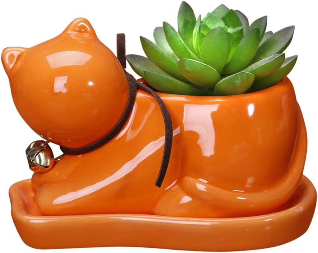 Cat Mini Flower Pot Succulent Planter (Orange)