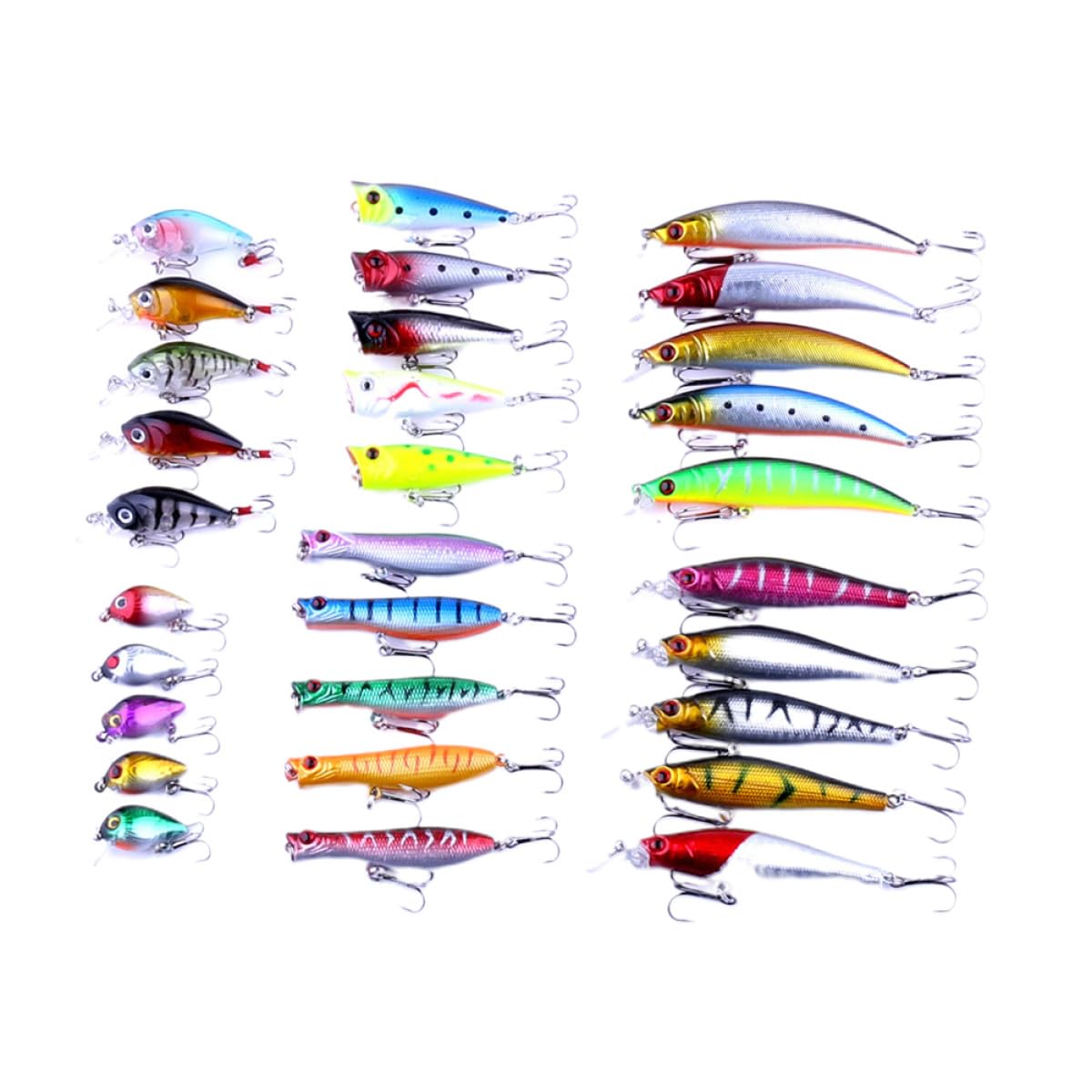 Toyvian Kit de 30 Leurres de Pêche Résistants à Déchirure en Métal Forme Poisson Réflecteurs de Lumière 6 Spécifications pour Amateurs de Pêche en Eau Douce et Salée