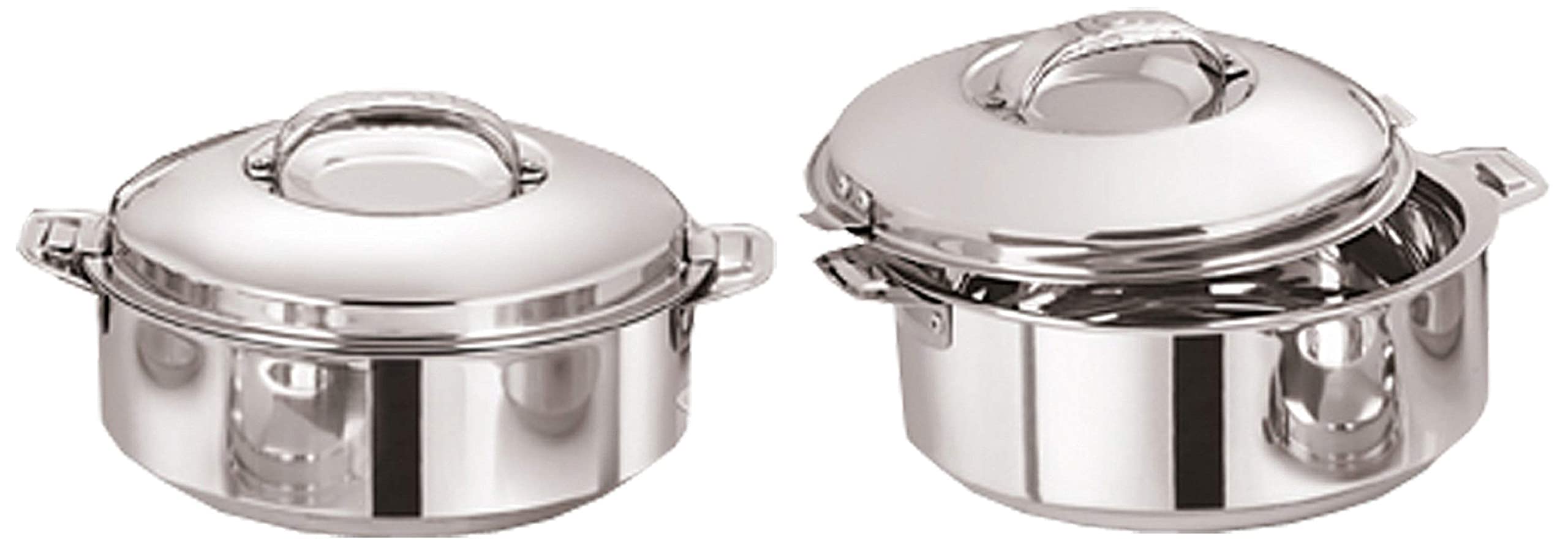 Kuber Industries Stainless Steel Casserole/HotPot Combo - Chapati Box/Container/Hot Case 1800 ML & 2500 ML