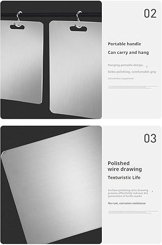 Miniatura 6 de Tabla de cortar de titanio, tabla de cortar de acero inoxidable para cocina de cocina, tabla de cortar de doble cara de gran tamaño, tabla de