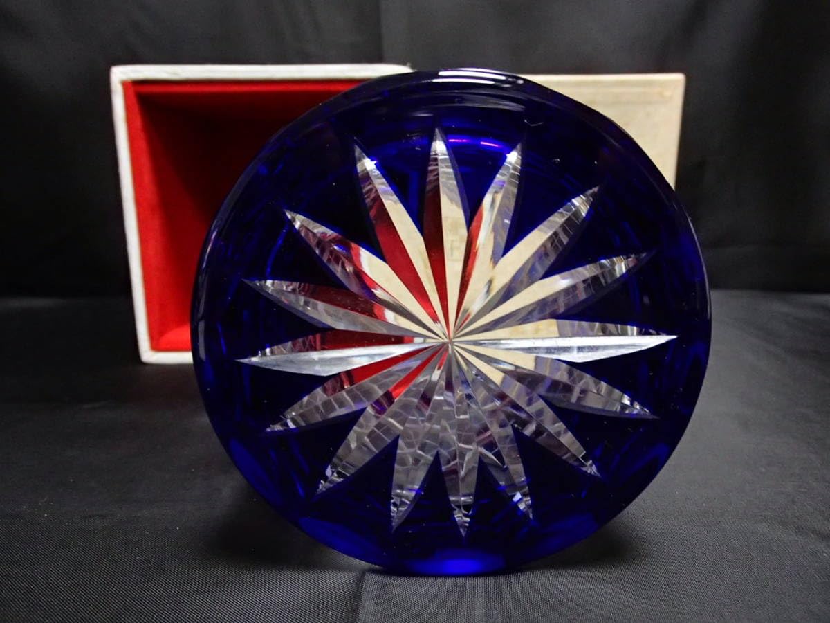 Amazon | オールド HIROTA GLASS JAPAN 靑色被せ硝子切子 BYRON CRAFT