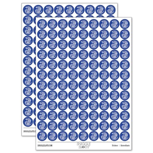 Coiled Cobra Snake 200+ Round Stickers - Gloss Finish - 0.50" Size - Dark Blue