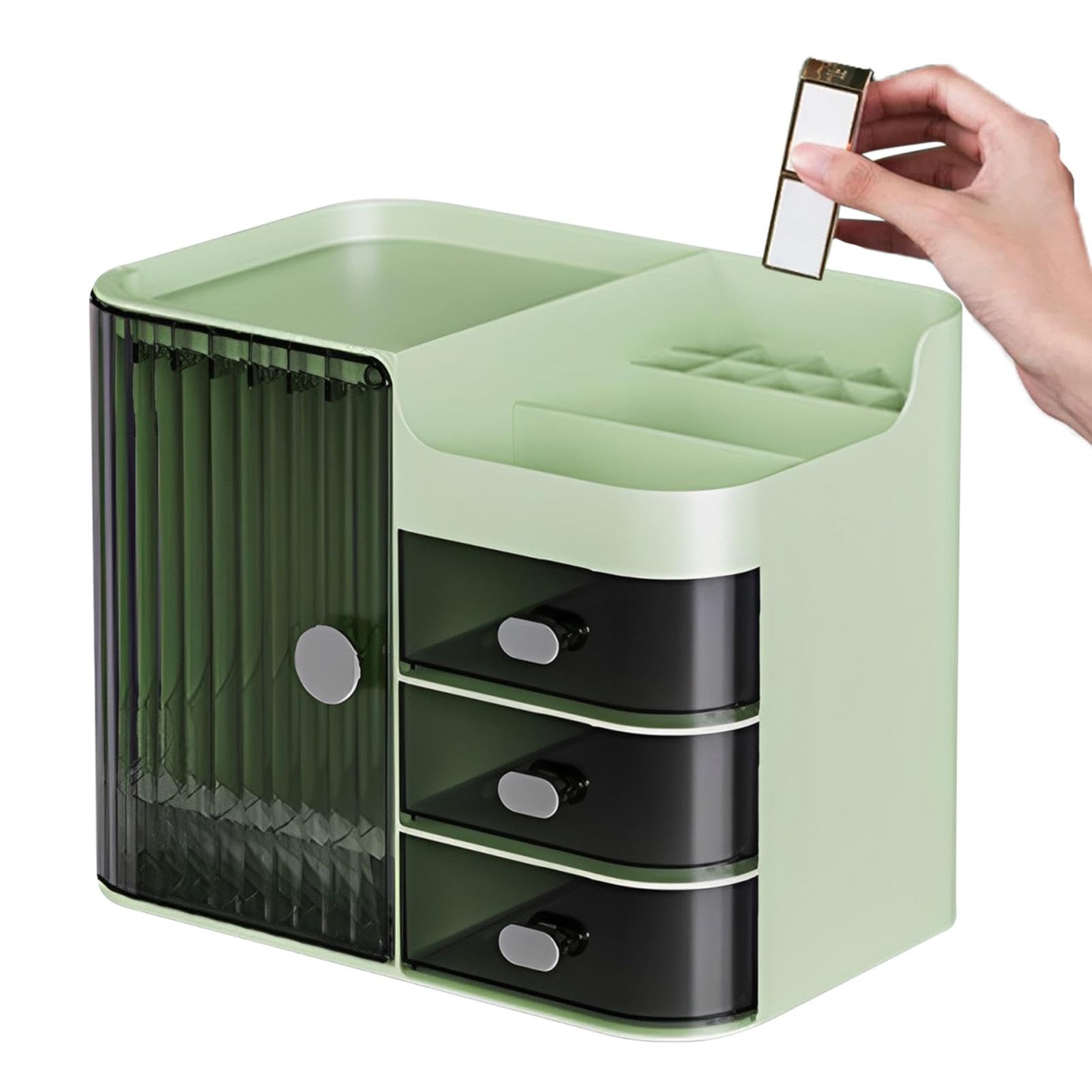 Boîte de rangement pour cosmétiques – Tiroir de bureau de grande capacité | avec plusieurs compartiments | Récipient cosmétique idéal pour femme pour mascara, pinces à cheveux, produits à sourcils, etc