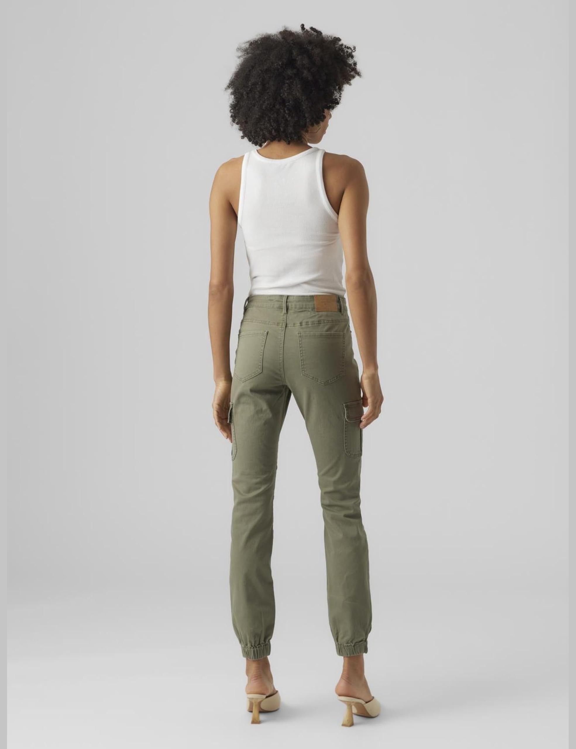 VERO MODA Pantalon en Jean Extensible pour Femme Pants Jogger Cargo Stretch Denim VMIVY
