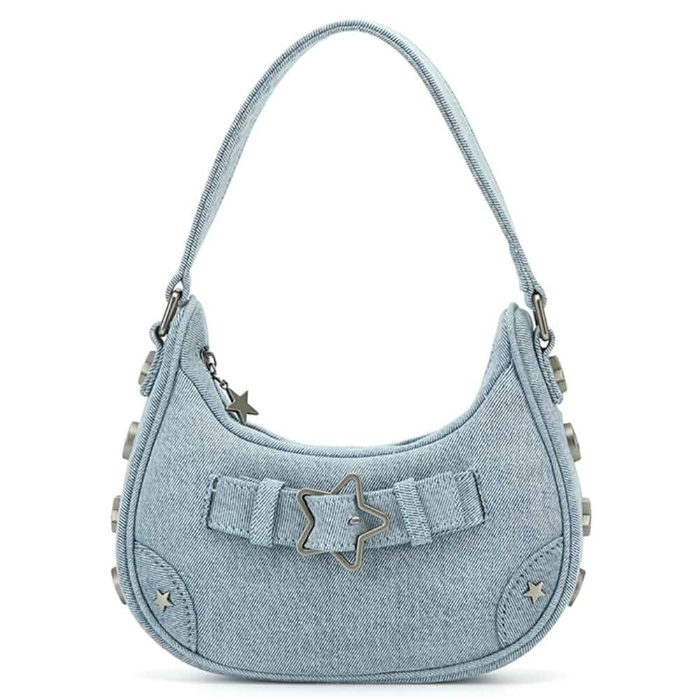 RTGGSEL Star Houndstooth Designer Handbags Shoulder Bags for Women Crescent Crossbody Hobo Bag Y2K Underarm Purse