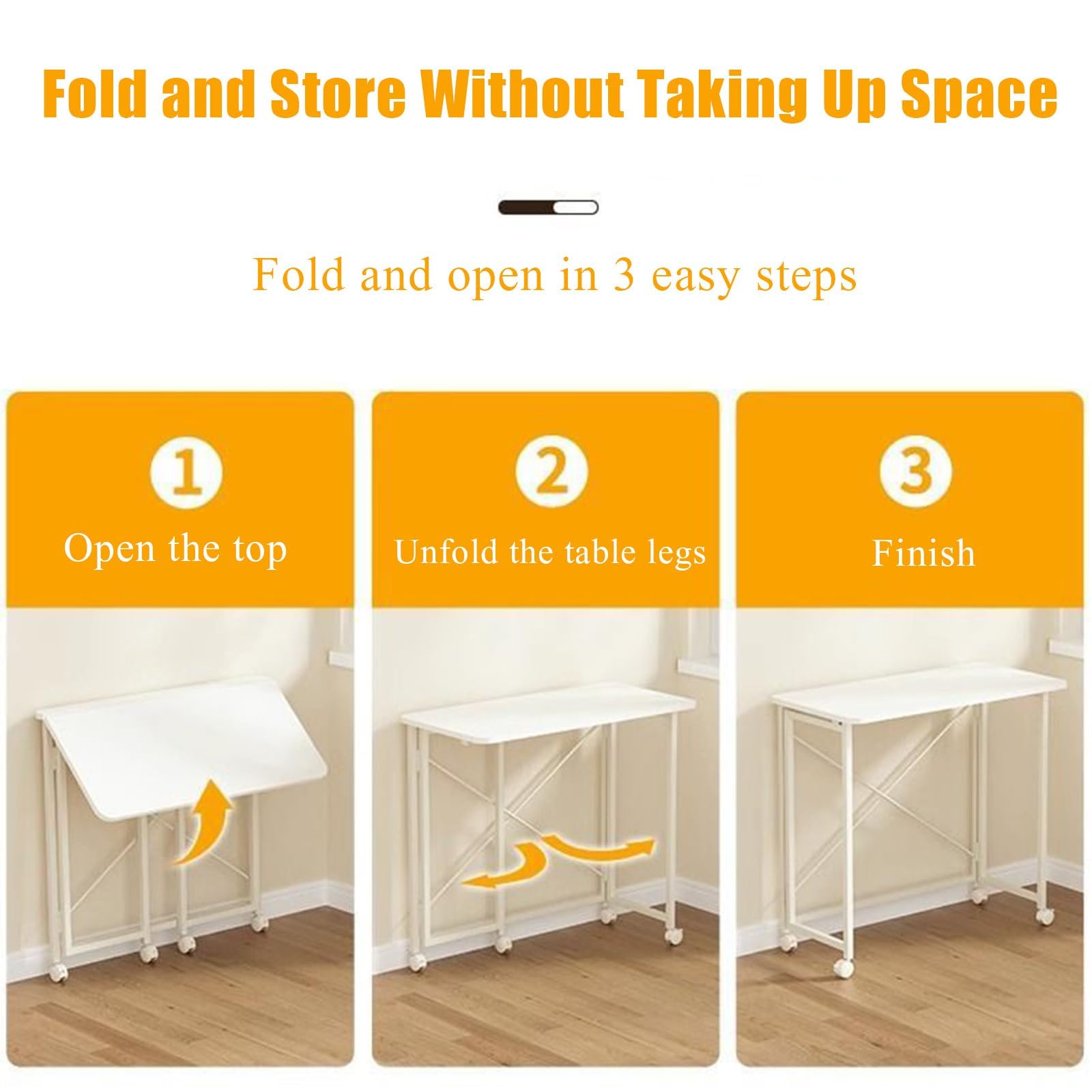 SDdPulse Scrivania pieghevole per laptop per divano e letto, tavolo mobile portatile con ruote, piccola scrivania in piedi per piccoli spazi, carrello per computer per casa, ufficio, camera da letto e