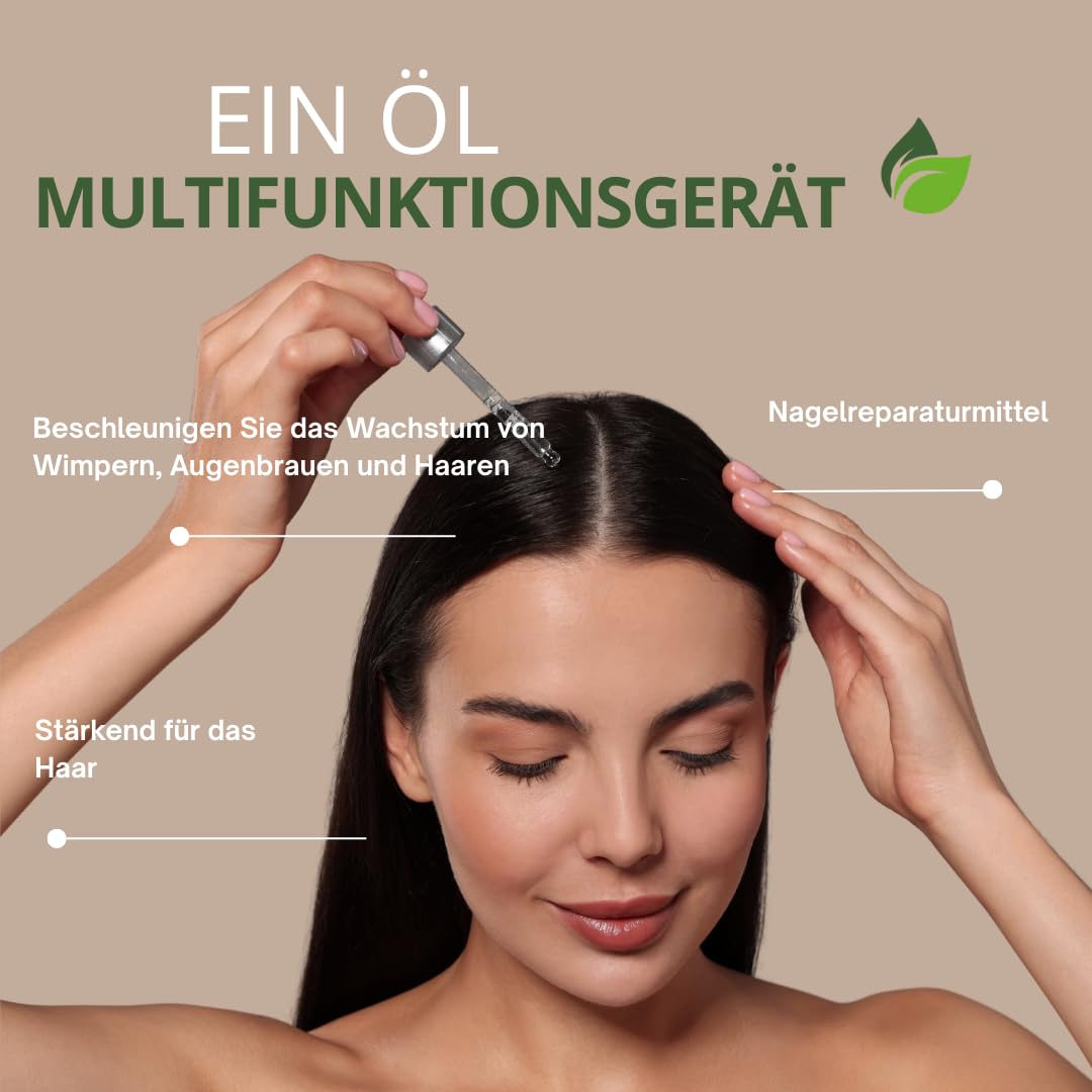 100% organisches Naturoleum-Rizinusöl, kaltgepresst, rein und natürlich – extra nativ – nährende Pflege für Haare, Wimpern, Nägel, Haut, Bart (Rizinus 200 ml)