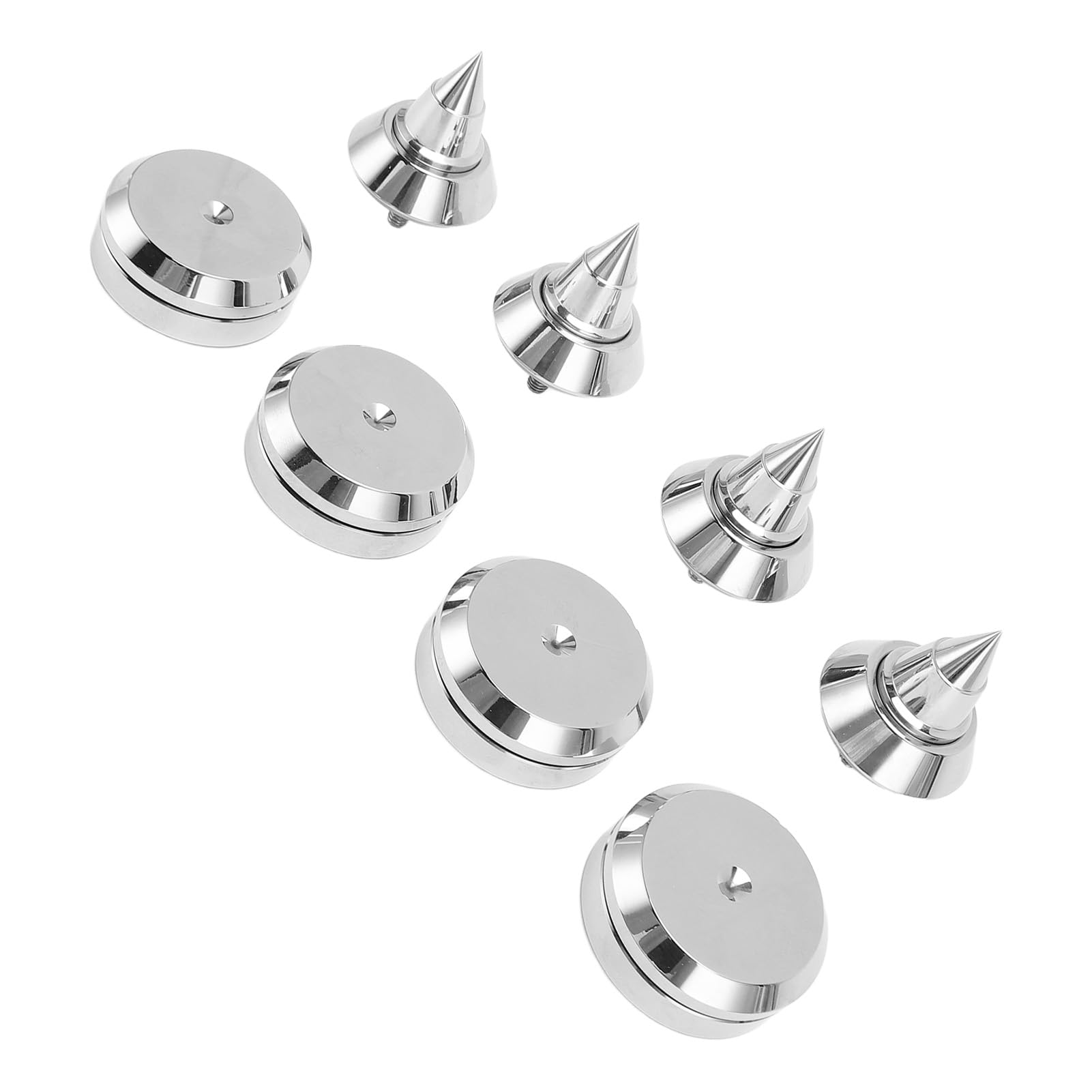 4 piedini isolanti per altoparlanti, con filettatura M6, in lega d’alluminio argentata, per altoparlanti, amplificatori, lettori CD e DVD; punte antivibrazione con base in