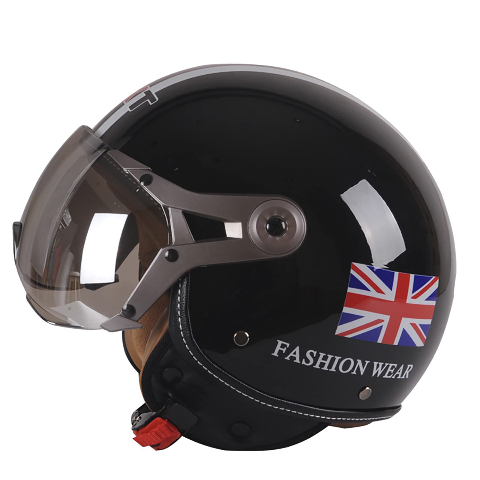 JATIBOSH Medio Casco Retro Tratamiento De Fortalecimiento, Antiarañazos Motocicleta Casco, Lentes Chapadas En Plata Clara De Primera Calidad Jet Ciclomotor Abierto Cascos, Certificación ECE