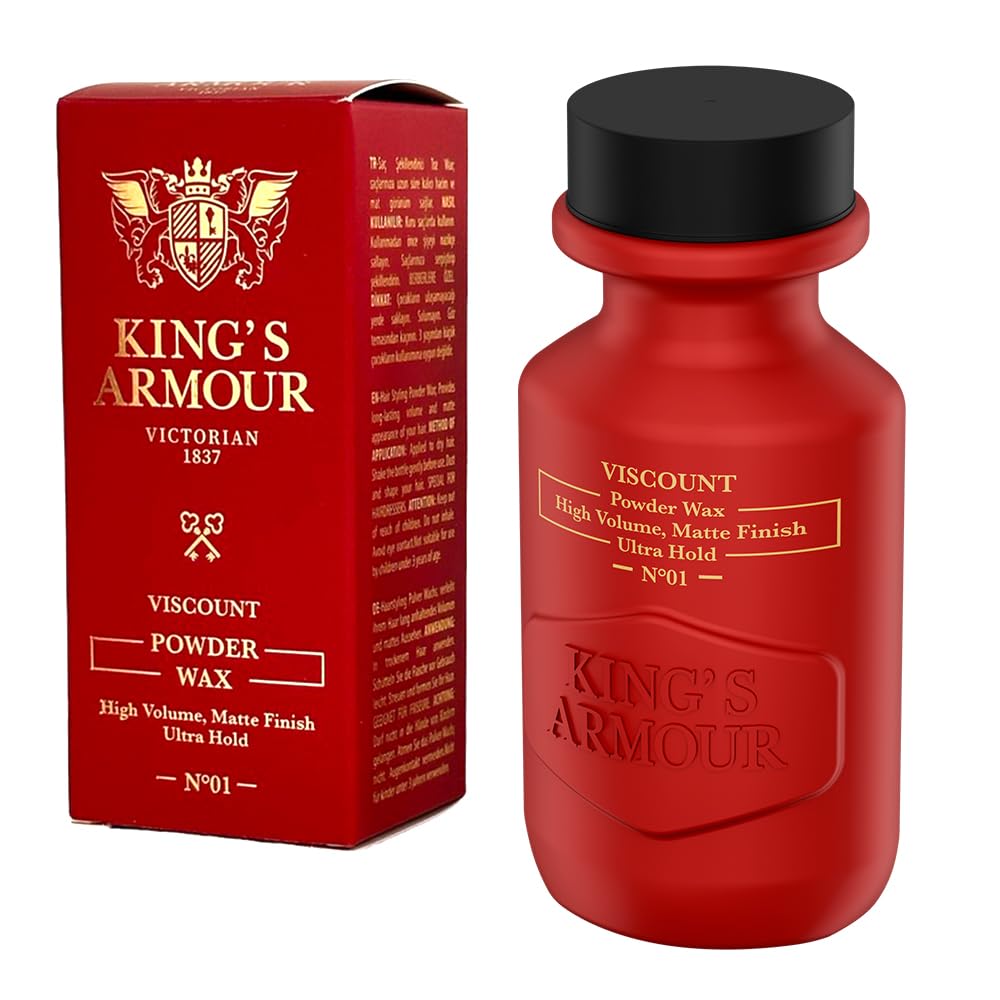 King’s Armour VISCOUNT Powder Wax – Hair Styling Powder for Men – Ultra Hold, High Volume, Matte Finish – No Grease or Clumping – Easy to Wash Out – 20g
