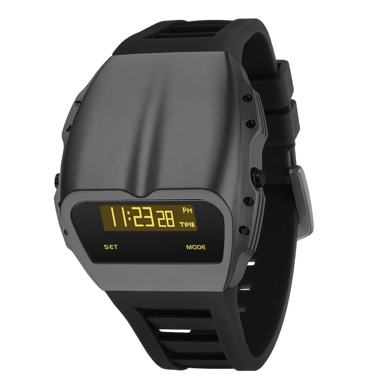 BENLYDESIGNBENLYDESIGN Unique Metal Watches, OLED Digital Watch Raise to Wake Screen, Racing Watch Design Men's Wrist Watches Silicone Strap Gifts for Men