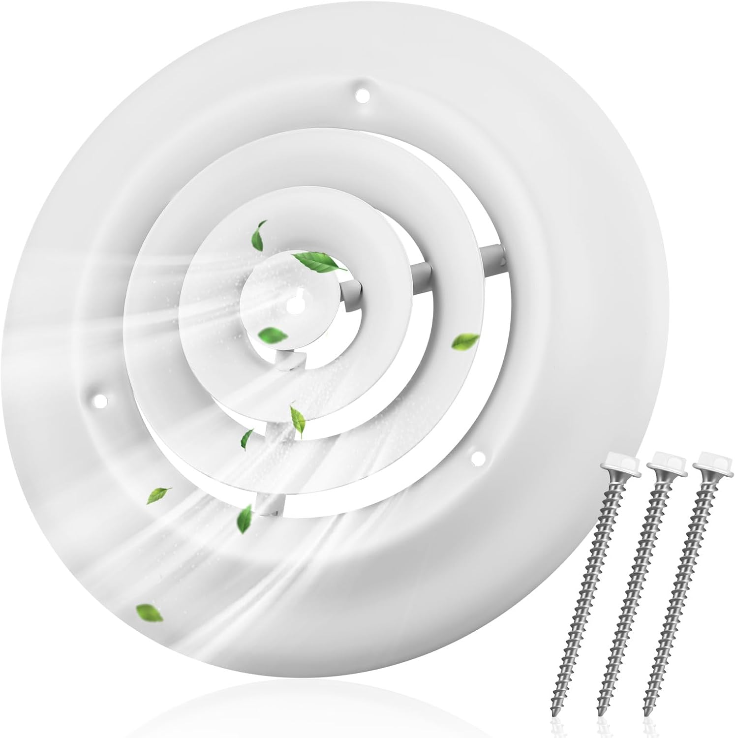 Therwen 1 Pcs Round Vent Cover, Ceiling Diffuser HVAC Vent Duct Cover Replacement with Screws to Install (6 Inch) 1 6 Inch