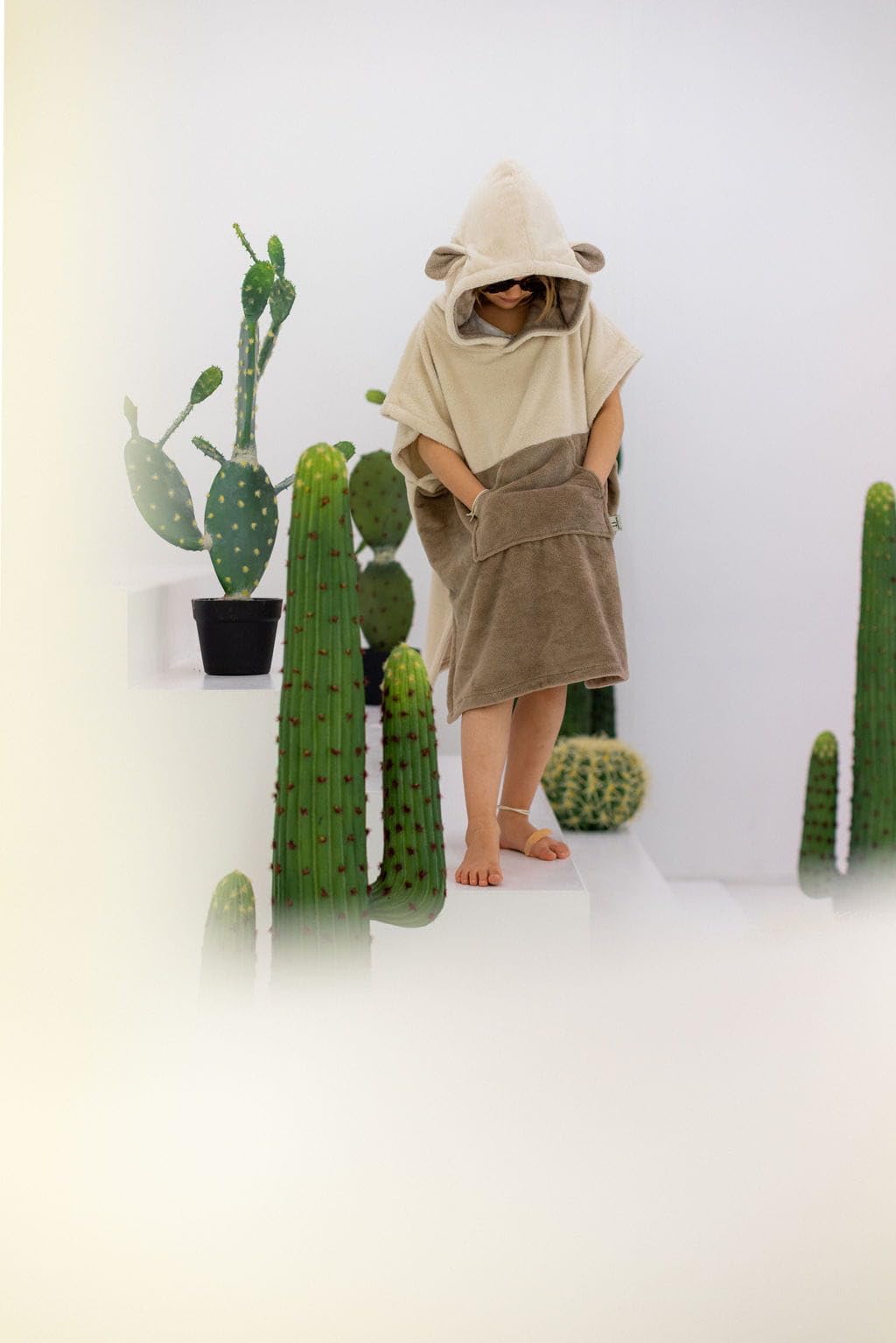 Kinder-Badeponcho Strandponcho Surf SHEEP – mit Schafsohren – Bambus-Baumwoll-Frottee