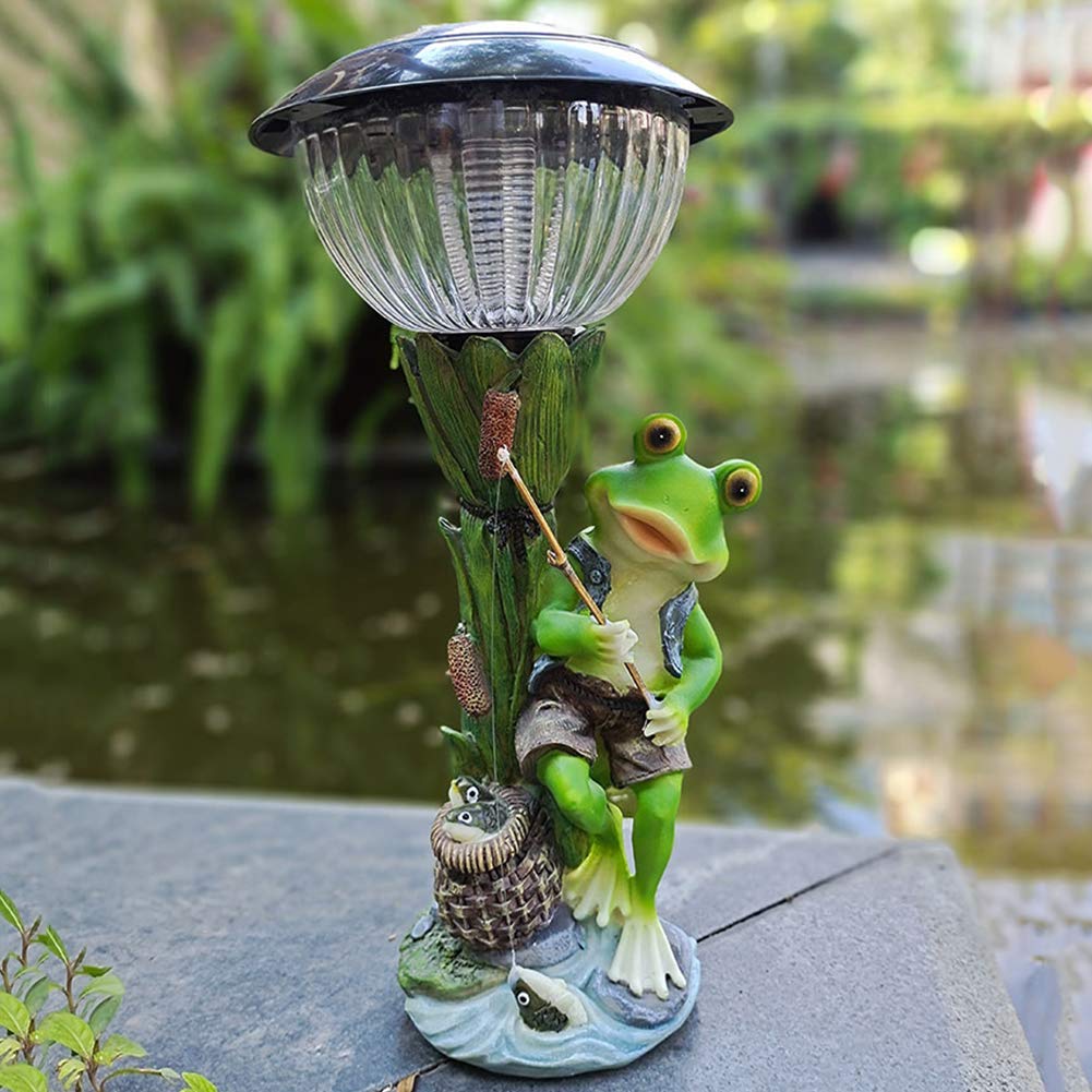Figurines de grenouille solaire étanche avec éclairage LED automatique de patio