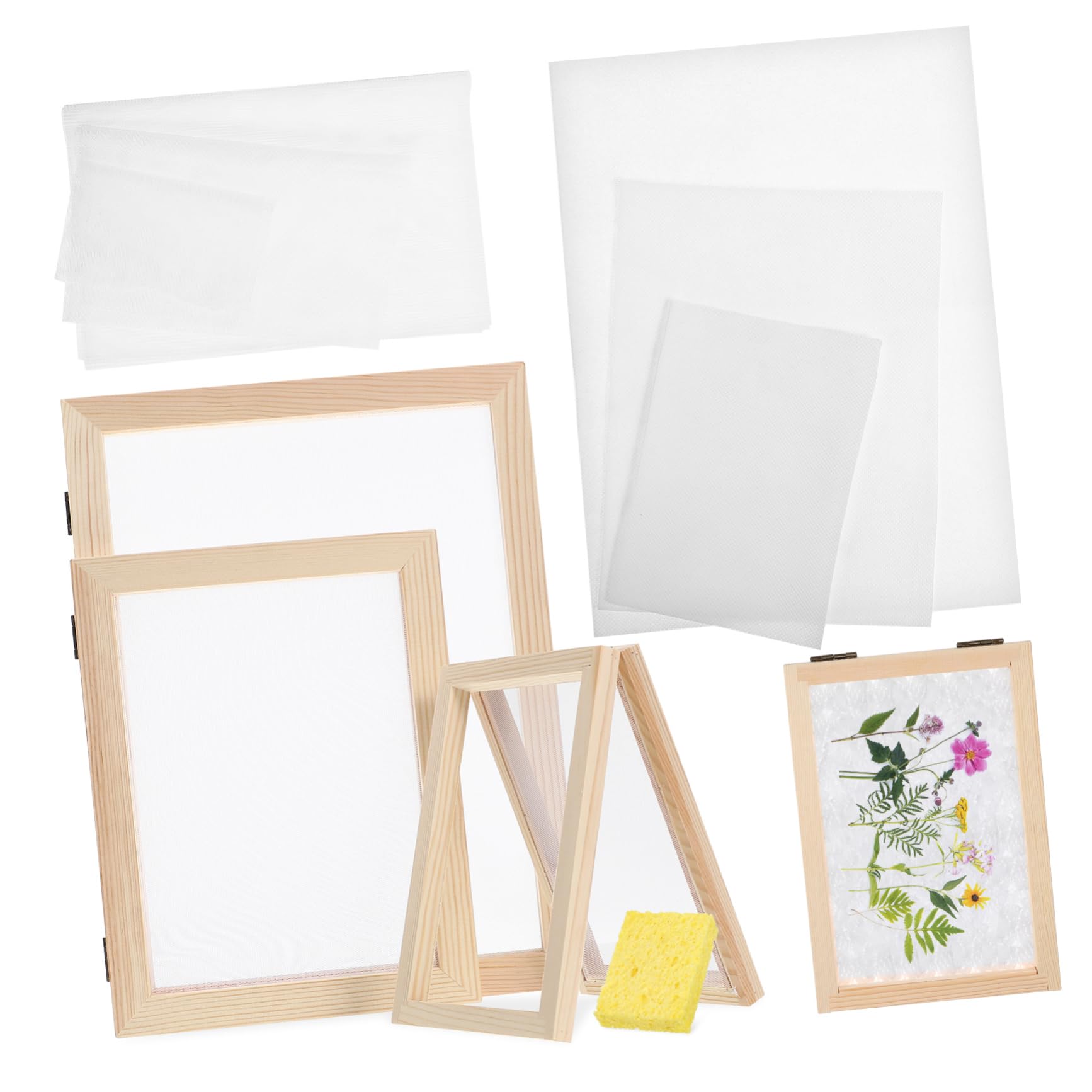 Homoyoyo Wooden Frame Paper Making Kit 6 Mesh Screens 6 Absorbent Papers DIY Craft