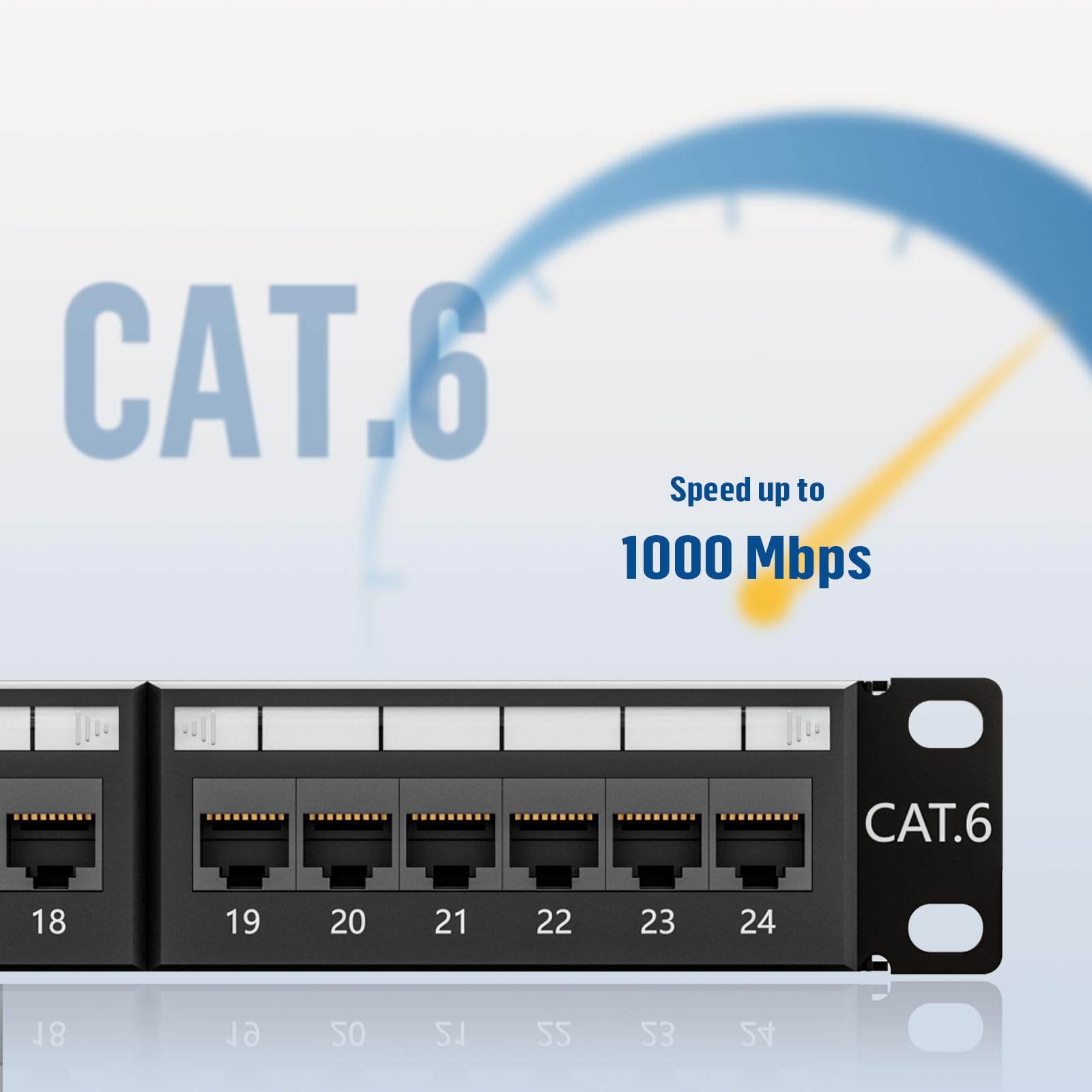 FGB Panel de conexión Cat6 de 24 puertos, panel de conexión Ethernet RJ45, 1U | 19 pulgadas, montaje en rack, montaje en pared, para redes Gigabit, panel de conexión de red, 10 GB