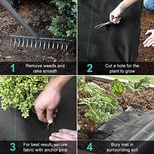 KINGSO 4 x 100ft Weed Barrier Landscape Fabric 5oz Premium Heavy Duty Weed Barrier Fabric High Permeability Woven Weed Gardening Mat Weed Cloth Easy Setup Commercial Ground Cover - Thumbnail 4