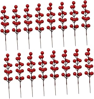 20個クリスマス装飾用人工赤実ステム 用フェイクベリー枝 店舗 家 パーティー向けフェスティバルデコレーション
