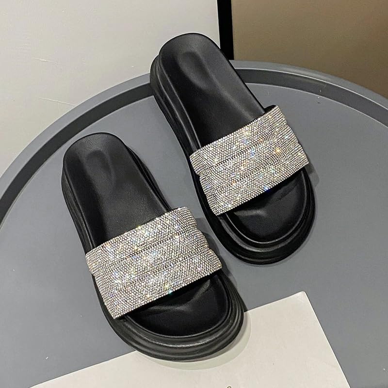 HBJWOV Comfortable Sandals Sponge Cake Thick Soled Beach Sandals Water Diamond Sandals for Women(39)2