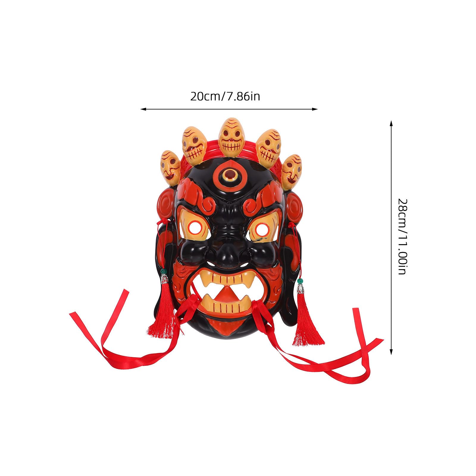 SUPVOX Maschera Tibetana Intagliata a Mano per Opera Tradizionale Asiatica – Maschera Tribale Dipinta per Festival, Spettacoli e Cosplay – Artigianato Etnico Cinese per Feste