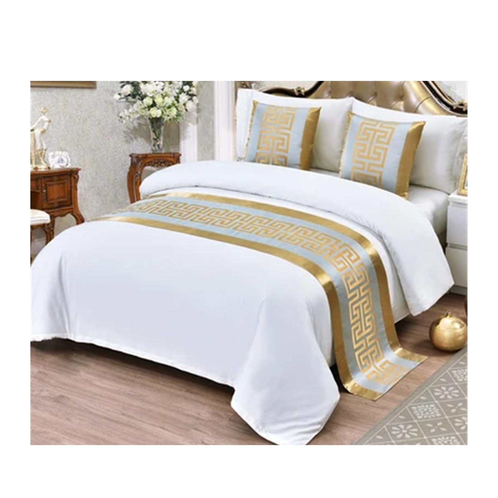 SHENJMAI Bed Runner Bed Table Runner Flag Hotel Cupboard Bedding Decor for Home Parlor Wedding Room(H,50x180cm)