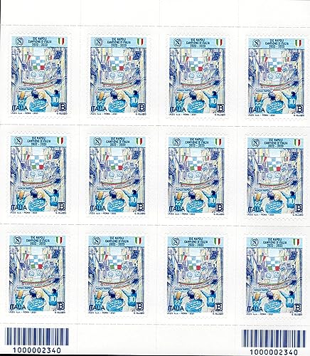 Minifoglio Napoli Campione d'Italia 2023, sello coleccionable del tercer scudetto