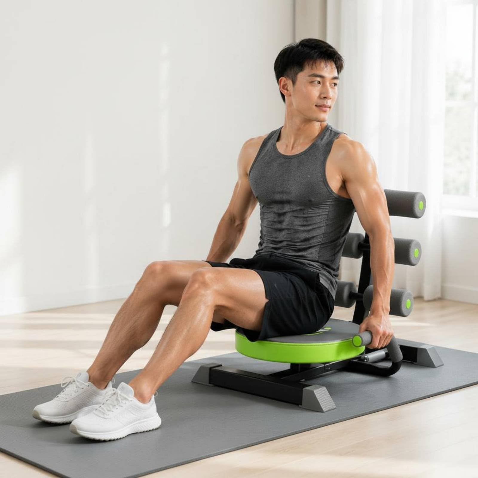 Qianly Allenatore Addominali Pieghevole Facile da Usare Attrezzo Fitness Basso Impatto Attrezzatura Sportiva per Casa