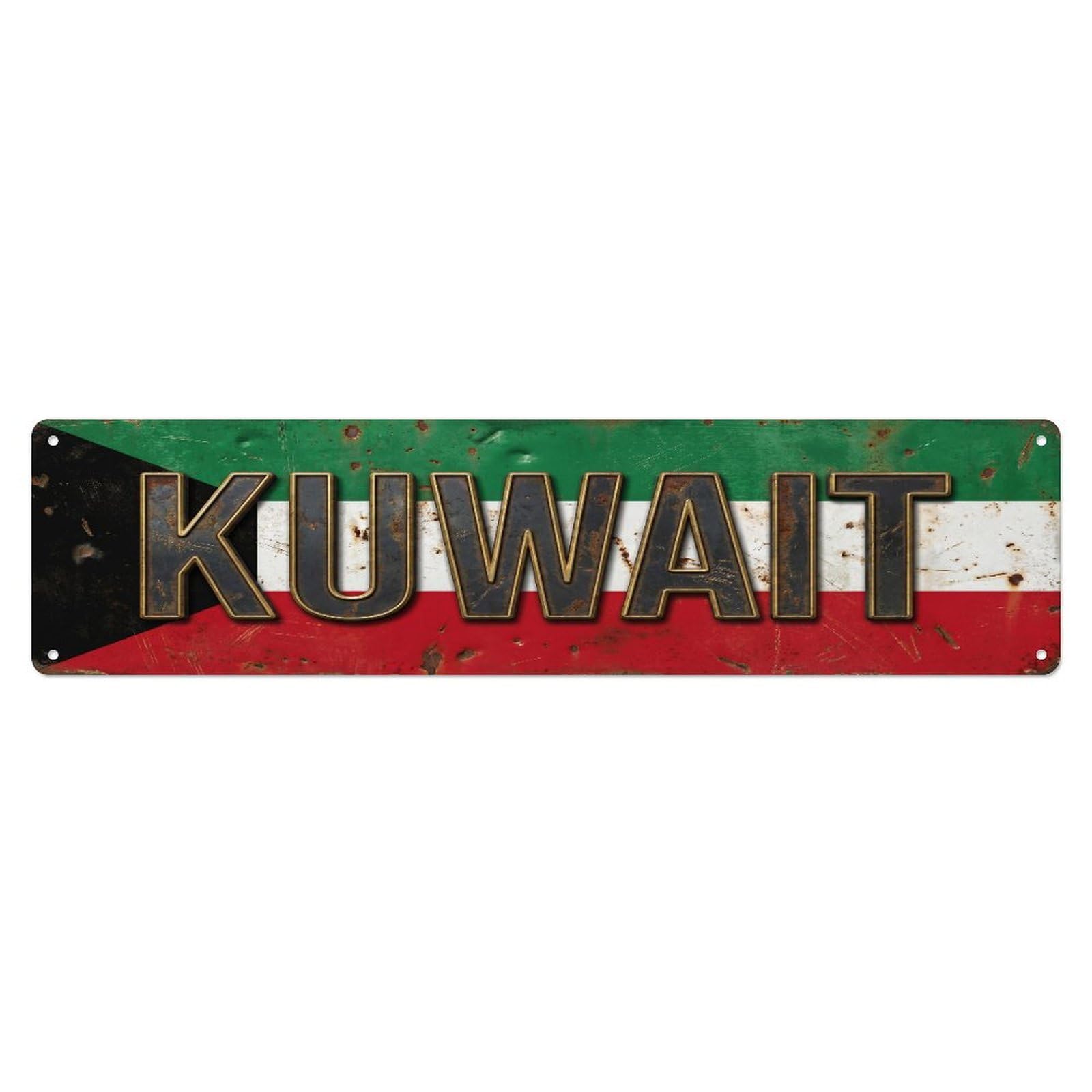 Fqcyn Style Metal Tin Sign Vintage Kuwait Flag Pattern