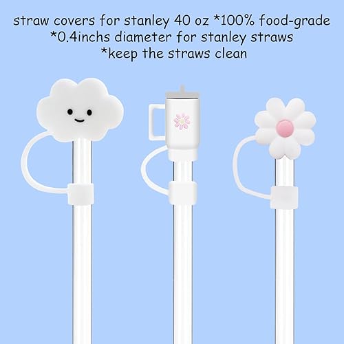 Miniatura 2 de 6 popotes transparentes de repuesto para vasos Stanley de 40 onzas y 30 onzas, 3 bonitas cubiertas de popote para vasos Stanley con 1 cepillo de