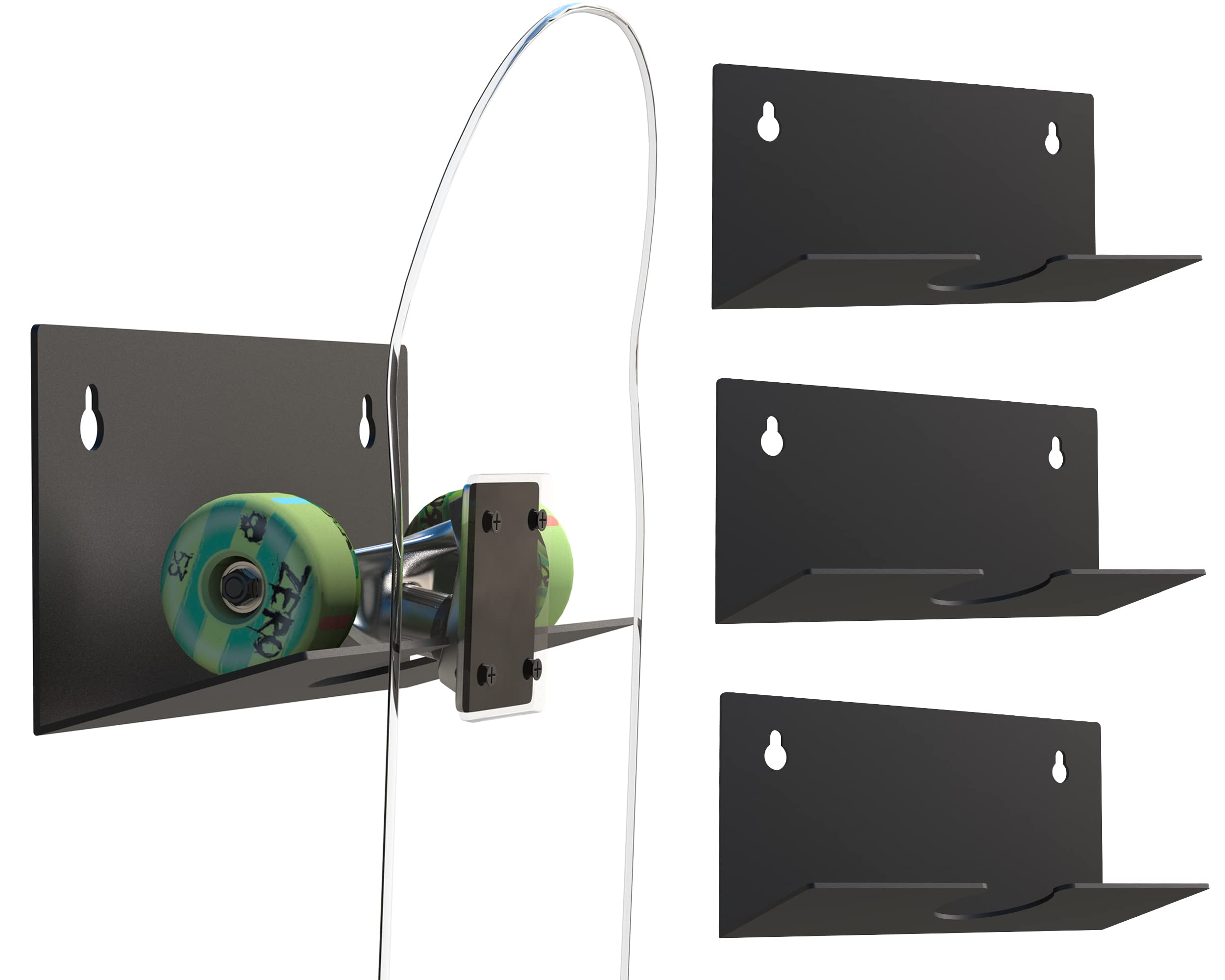 LuBanSir Skateboard Wall Mount, Skateboard Hanger Vertical Storage Racks for Cruiser Boards, Penny Boards and Longboards (Sets of 3)