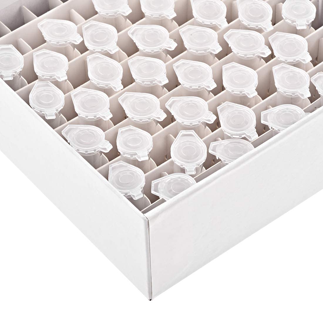 XYWHPGV Boîte de rangement pour congélateur à tubes à centrifuger 100 places support cryogénique en carton pour tubes de microcentrifugation 1.5/1.8/2 ml, flacons, échantillons 5 pièces(7f1a2 b0293 3