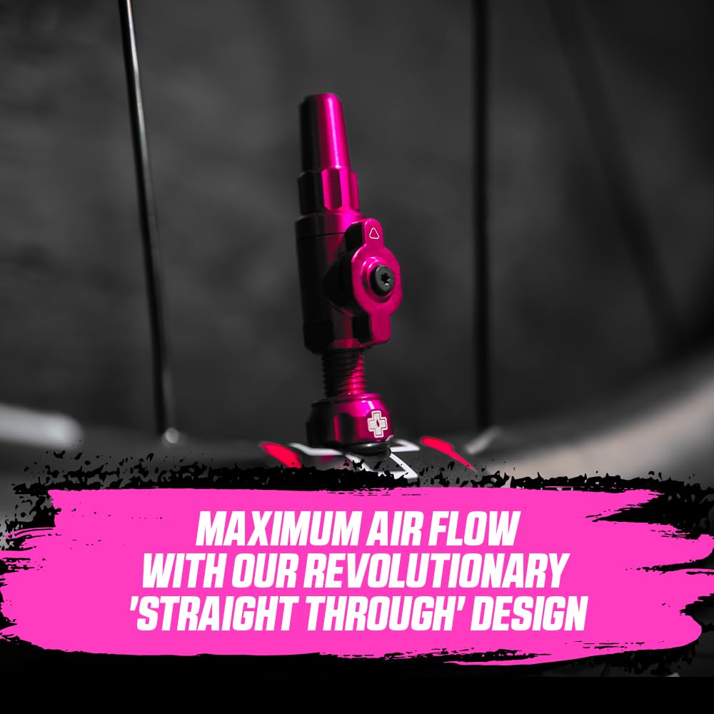 Muc-Off Big Bore Lite Tubeless Valves, Red 45mm - Precision Engineered Dust Caps for Bikes with Revolutionary Airflow Technology - Presta Valve Caps for Tubeless MTB/Road/Gravel Bikes