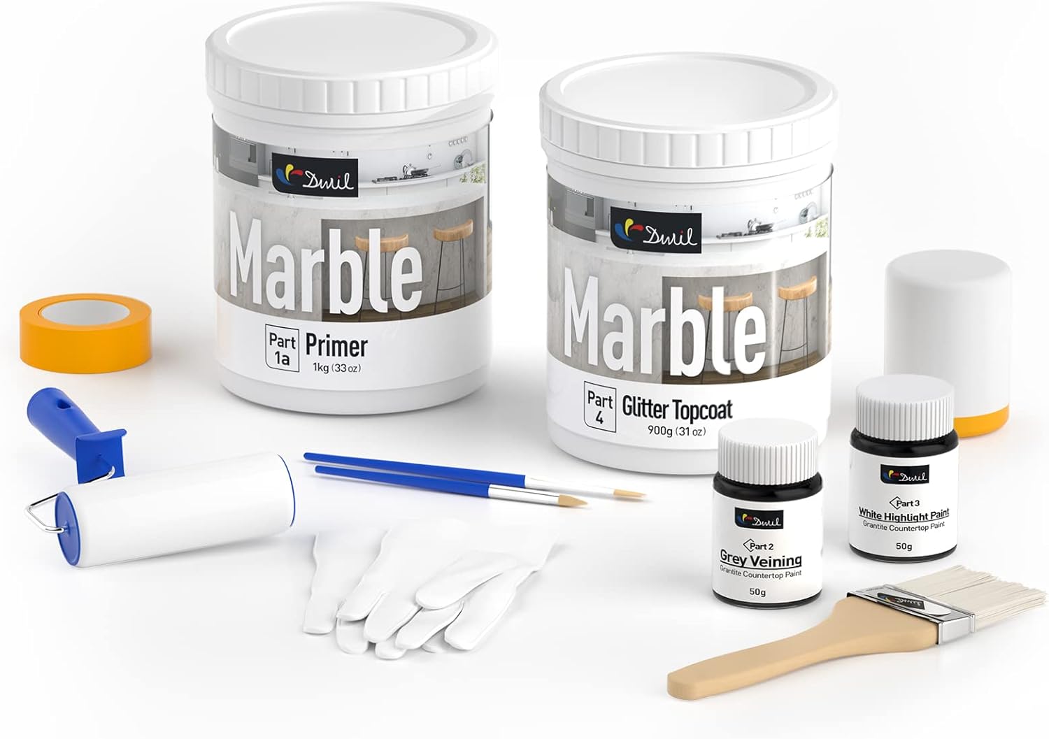 DWIL Marble Countertop Paint Kit Jazz White Epoxy Counter Top