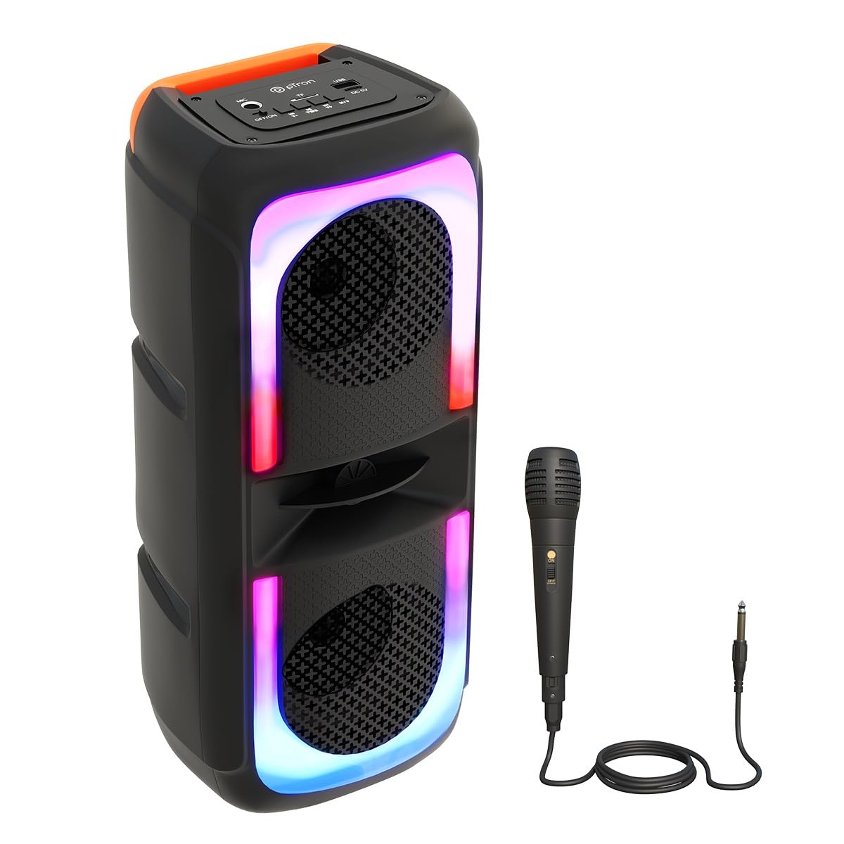 pTron Fusion Beats 40W Karaoke Bluetooth Party Speaker, Loud & Clear Stereo Sound, RGB Lights, 3 mtr Wired Mic, BT/USB/SD Card Playback & Type C Charging (Black) (B0CTRV2FVH) Amazon Price History, Amazon Price Tracker
