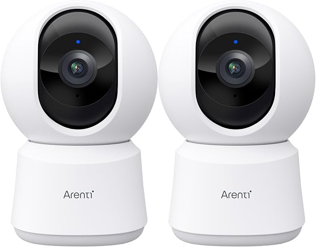 Arenti 360° Affichage 5MP Caméra pour animaux de compagnie 2 Emballage, 5G et 2,4G WiFi 6 Moniteur de bébé, Caméra de sécurité intérieure, Appli téléphonique gratuite, Suivi des mouvements, Détection de son, Vision nocturne, Audio à deux voies, Fonctionne avec Alexa (P2F 2PC)