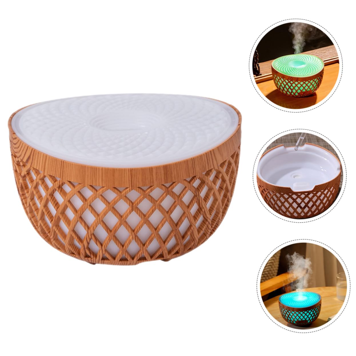 KOMBIUDA Umidificatore Silenzioso Luce Notturna e Diffusore Oli Essenziali Mini Diffusore Wireless Per Ufficio Camera e Bagno Atmosfera Rilassante e Design Elegante