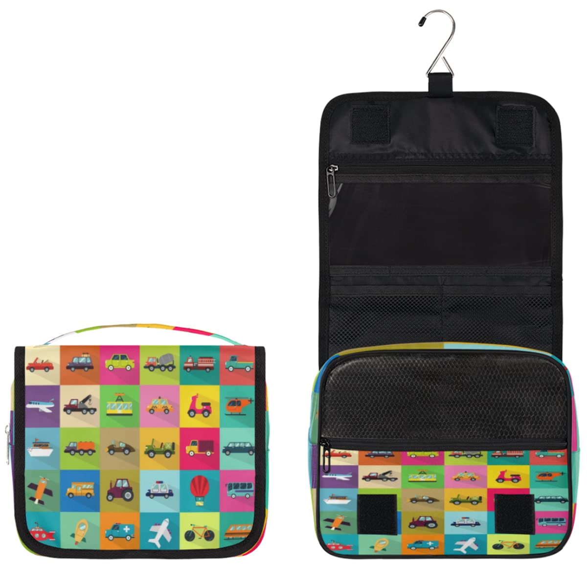 Samochody podróżna kosmetyczka karon transport samochody torba do mycia torba unisex wiszące przybory toaletowe kosmetyczne organizer do makijażu, wielobarwny, Jeden rozmiar