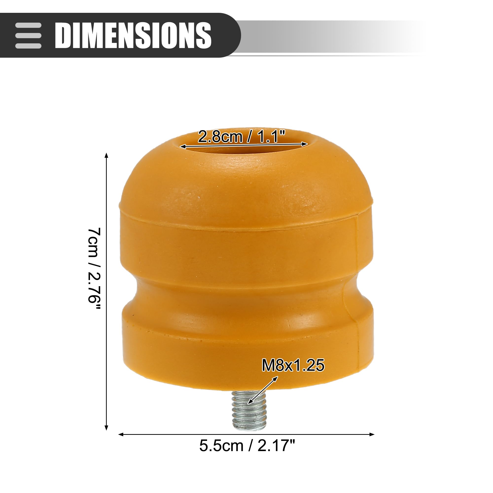 Motoforti Vorderer Hinterer Federungsbegrenzer Für Auto 2 Stk | Größe 7X5,5 Cm, Kopfdurchmesser 5,8 Cm, Kopfinnendurchmesser 2,8 Cm, Gewindemaß M8X1.25, OE-Nr. 1349805/1923654