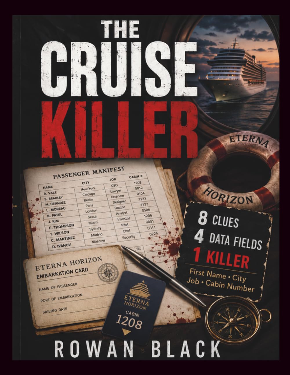The Cruise Killer: Mystery Logic Puzzle, Search the 8 Clues, Eliminate the Ship Records, and Find the Killer! (Who is The Killer)